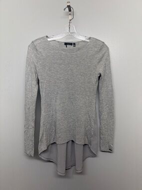 Dex Light Gray Hi Low Long-Sleeve Top